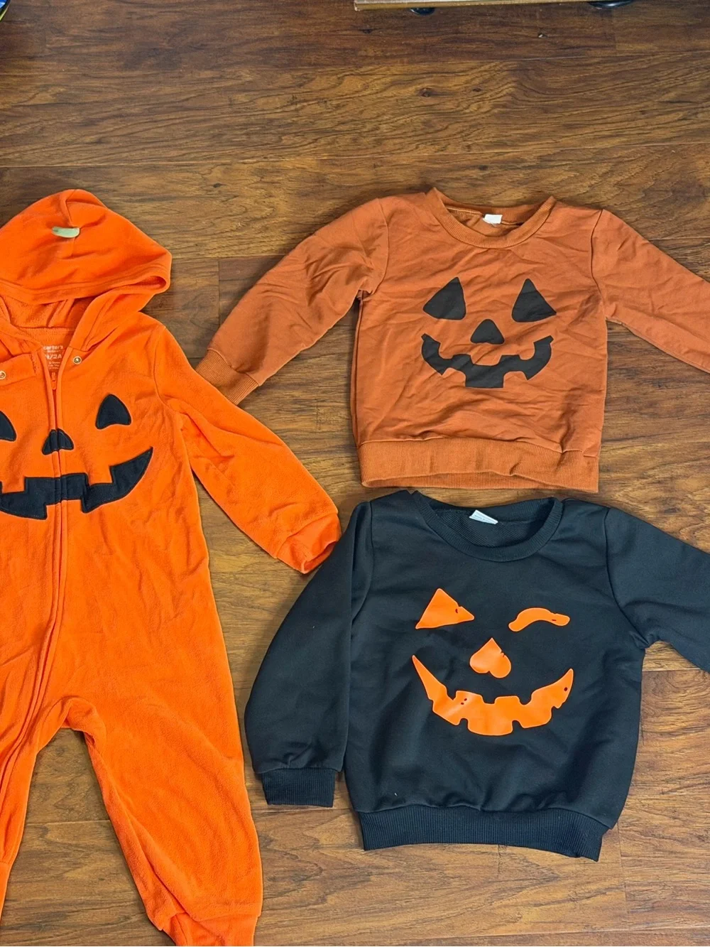 Kids Orange Pumpkin Halloween Costume Set - Hoodie Romper & Sweaters